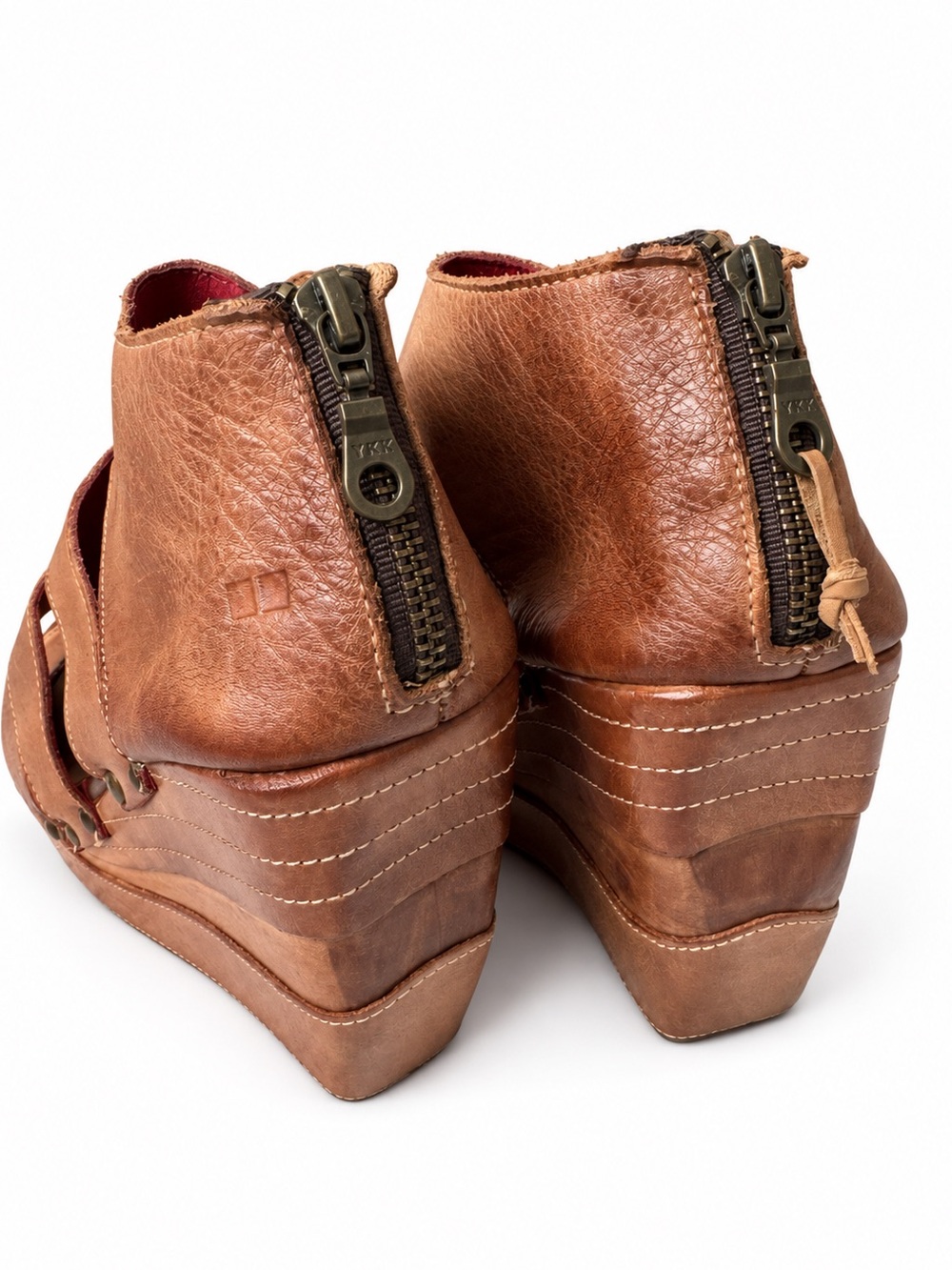Bed Stu Jacey II Brown Leather Wedge Sandals Size 10 NWT - Picture 5 of 10